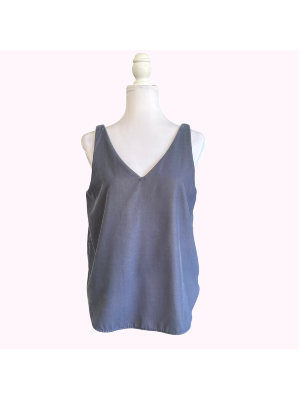 Loft Gray Velvet Sleeveless VNeck Blouse Size Small